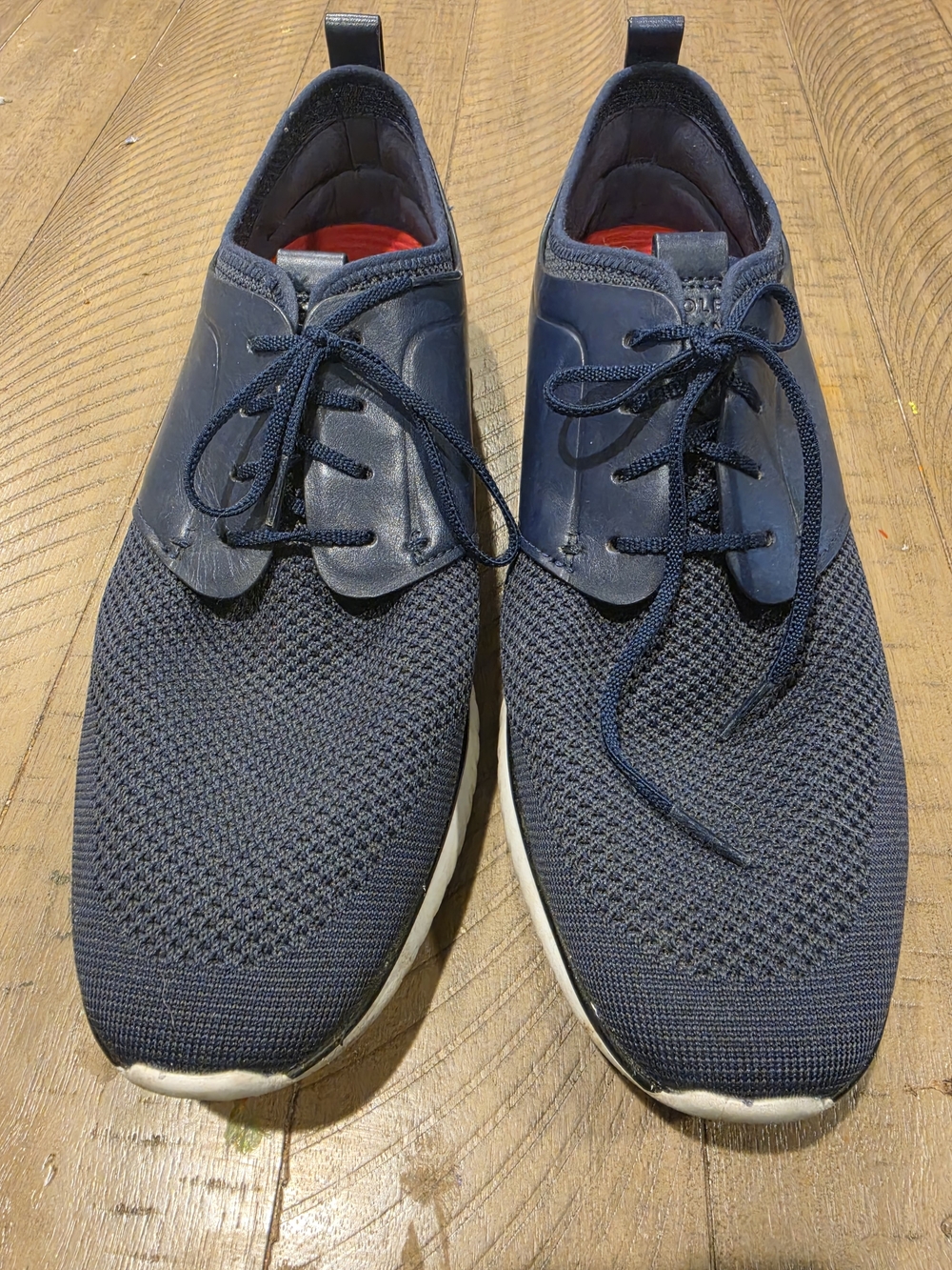 Cole Haan Men's Navy Knit Lace-Up Dress Shoes 13M